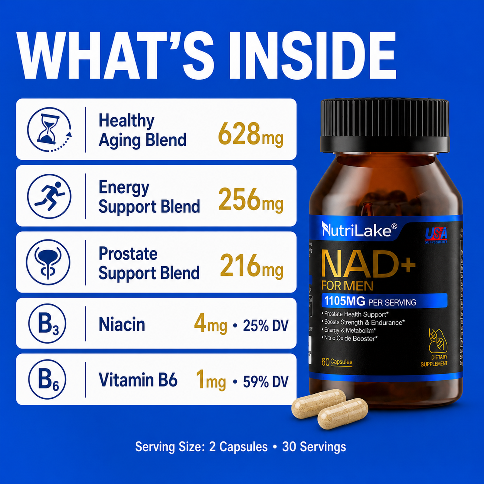 NutriLake® NAD+ FOR MEN | Advanced Recovery & Vitality Formula