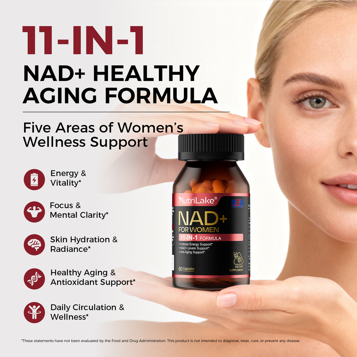 NutriLake® NAD+ FOR WOMEN: Cellular Renewal & Radiance Support