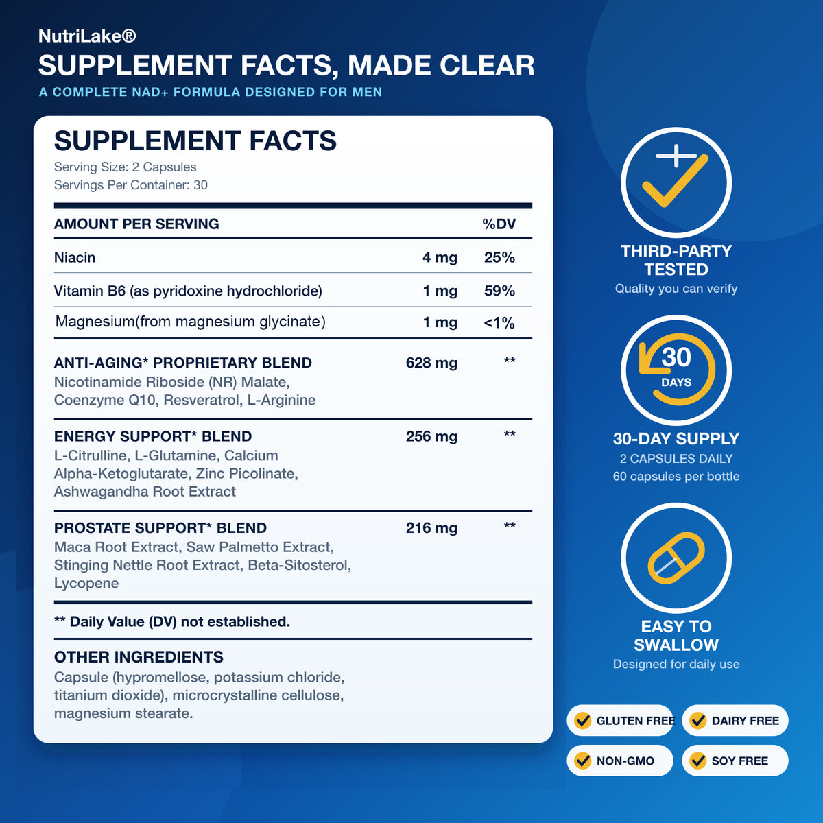 NutriLake® NAD+ FOR MEN | Advanced Recovery & Vitality Formula