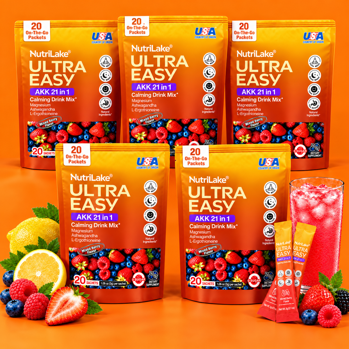 NutriLake® Ultra Easy Natural Light Body Metabolic Support Drink Mix 21-in-1 AKK Compound Probiotic Powder