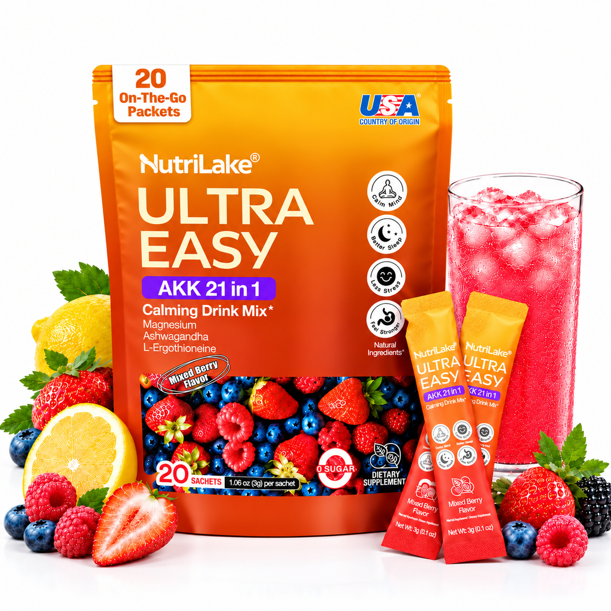 NutriLake® Ultra Easy Natural Light Body Metabolic Support Drink Mix 21-in-1 AKK Compound Probiotic Powder