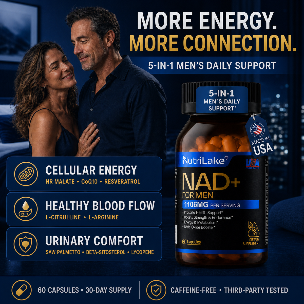 NutriLake® NAD+ FOR MEN | Daily Vitality & Prostate Support Formula
