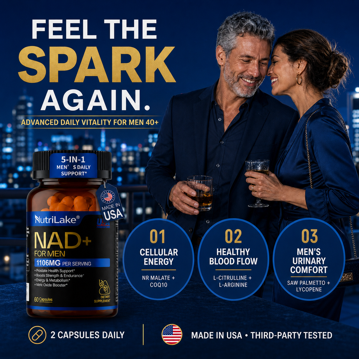 NutriLake® NAD+ FOR MEN | Daily Vitality & Prostate Support Formula